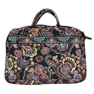 Vera Bradley Paisley Quilted Laptop Tote Bag With Vibrant Floral Patterns & Zipp